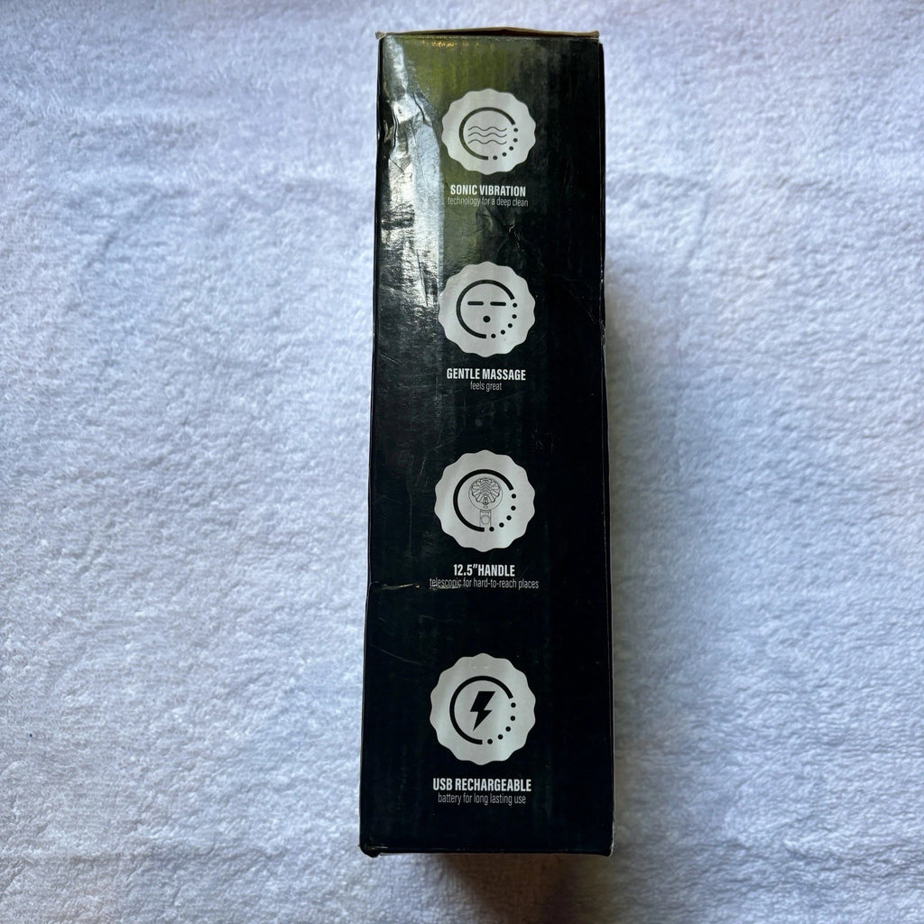 Sonic Scrubber Silicone Face & Body Brush Rechargeable Telescoping Handle New