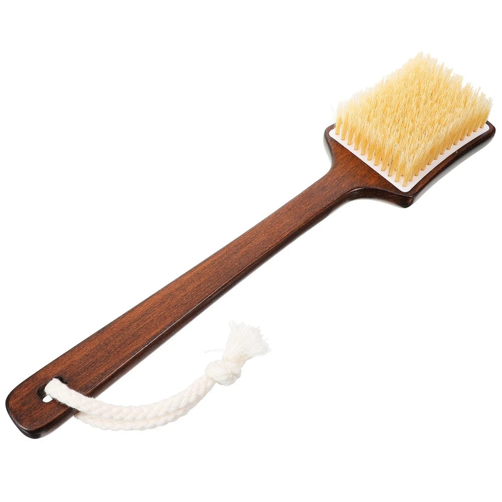 Bath Brush Wooden Handle Shower Brush Shower Exfoliating Bristle Scrubber For