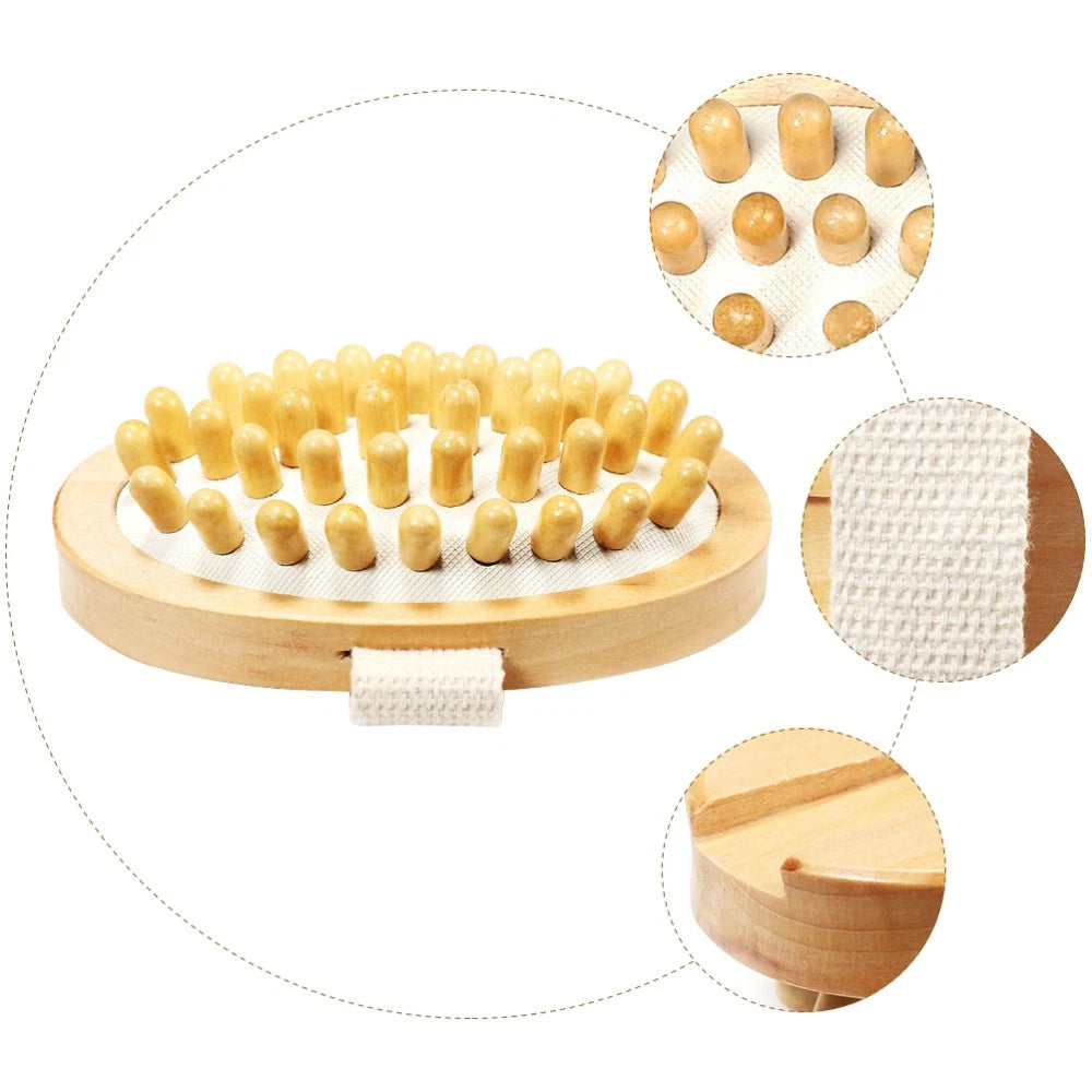 1PC Body Bath Massage Nursing Brush Compact No Handle Massage Brush (Wood Color)