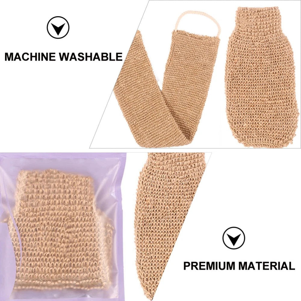 2Pcs Bath Exfoliating Gloves Ramie Jute Body Scrubber for Soft Skin
