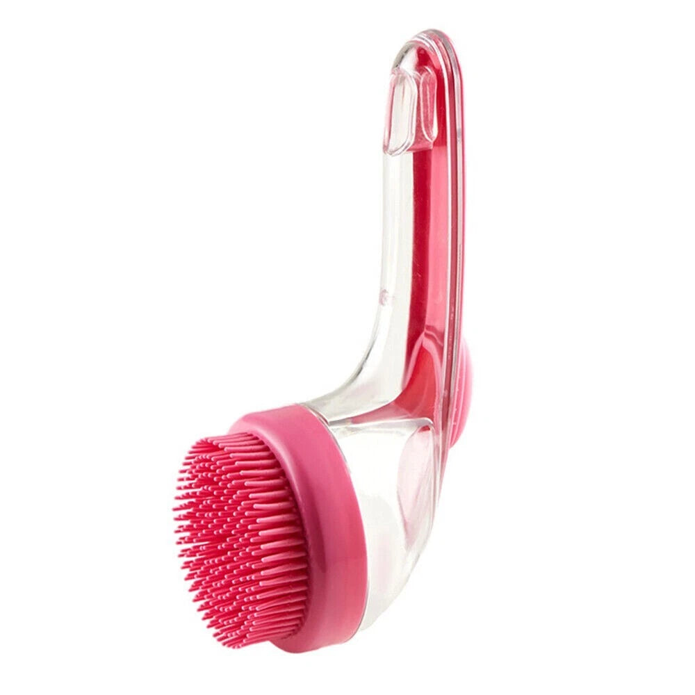 Dog Shampoo Brush with Soap Dispenser Pet Bath Brush Long Handle for Shower