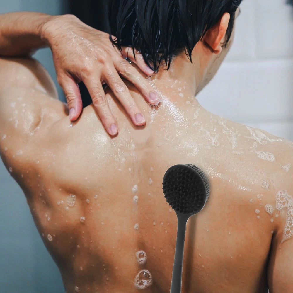 2 Pcs Bath Brush Silicone Body Shower Back Scrubber for Bathroom