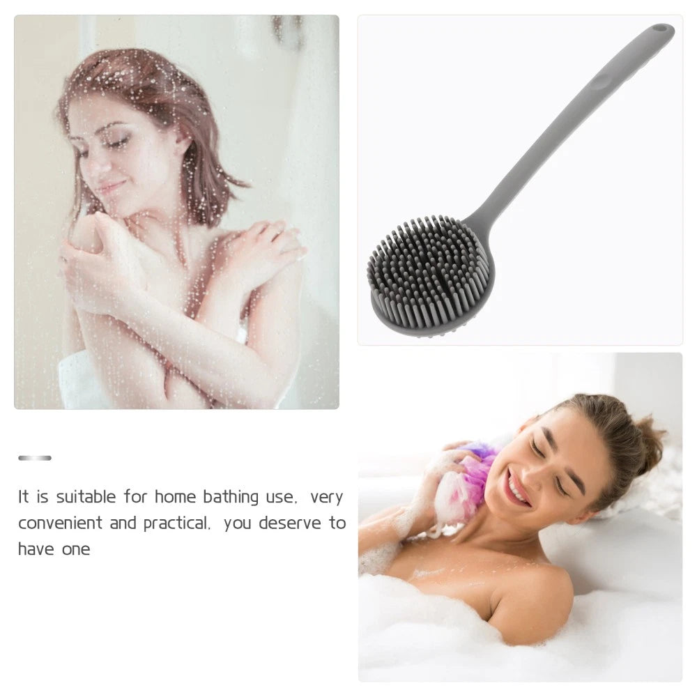 Silicone Bath Brush Back Scrubber for Shower Long Handle