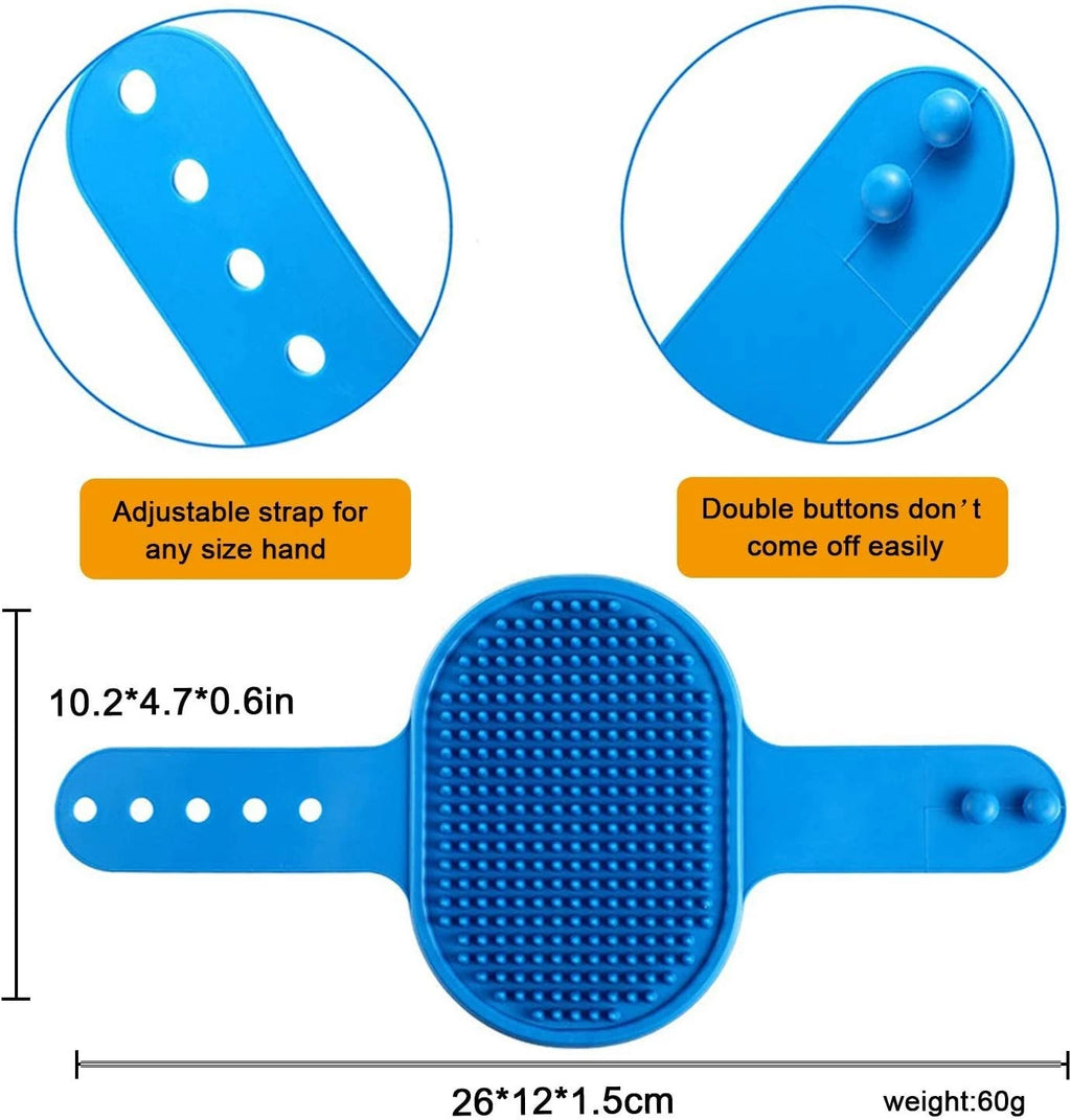 Dog Grooming Brush, Pet Shampoo Bath Brush 2 Piece Set, Blue & Yellow
