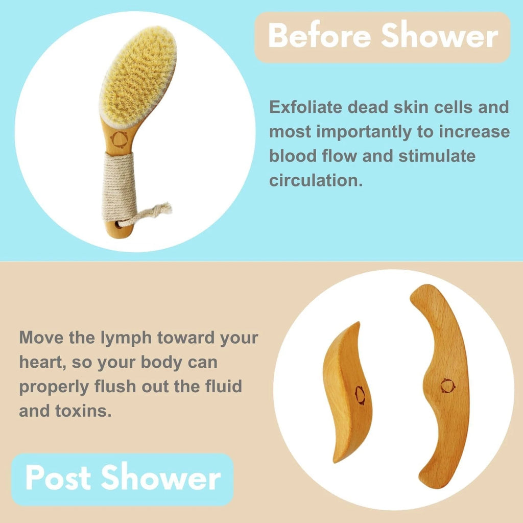 3-in-1  Dry Brush with Massage Tools for Lymphatic Drainage & Relaxation