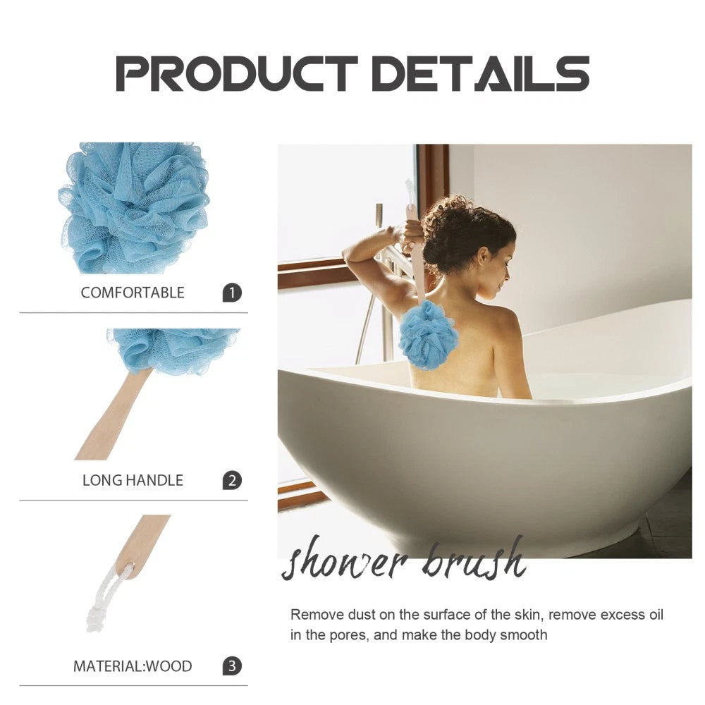 2 Pcs Man Miss Bathing Brush with Long Handle Back Scrubber Soft Shower