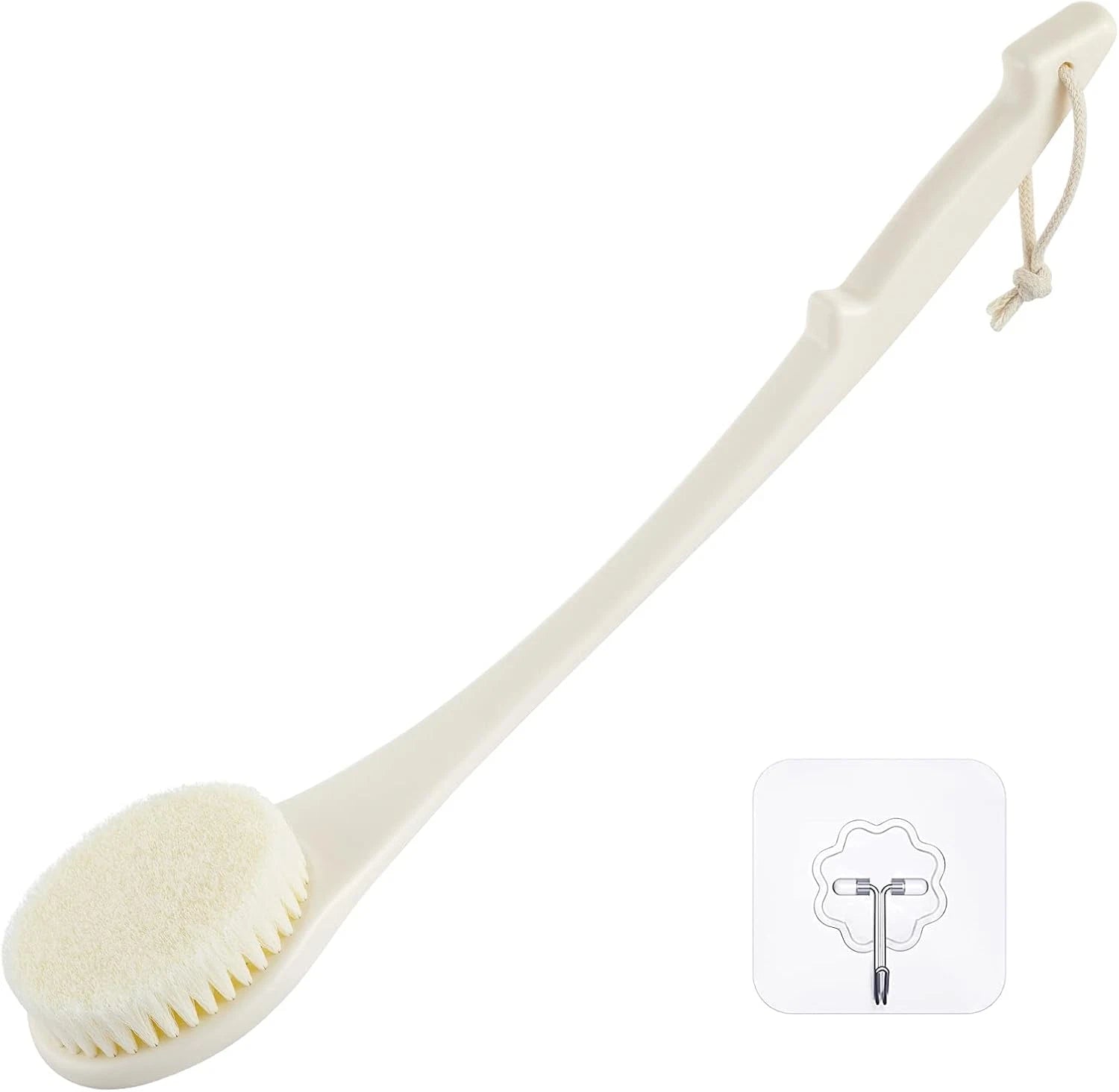 Body Back Scrubber – 17'' Long Handle Shower Brush, Anti-Mold Exfoliator for Dry