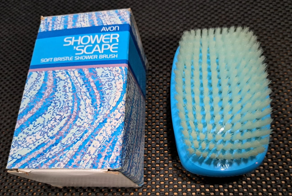 Beautiful Rare 1980 New in Box Vintage Avon Mod Shower 'Scape Brush Blue Groovy
