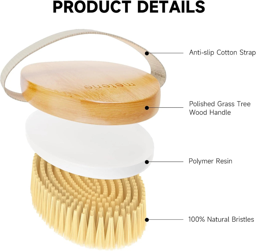 Dry Brushing Body Brush, Exfoliating Scrubber, Natural Bristles for Skin Care