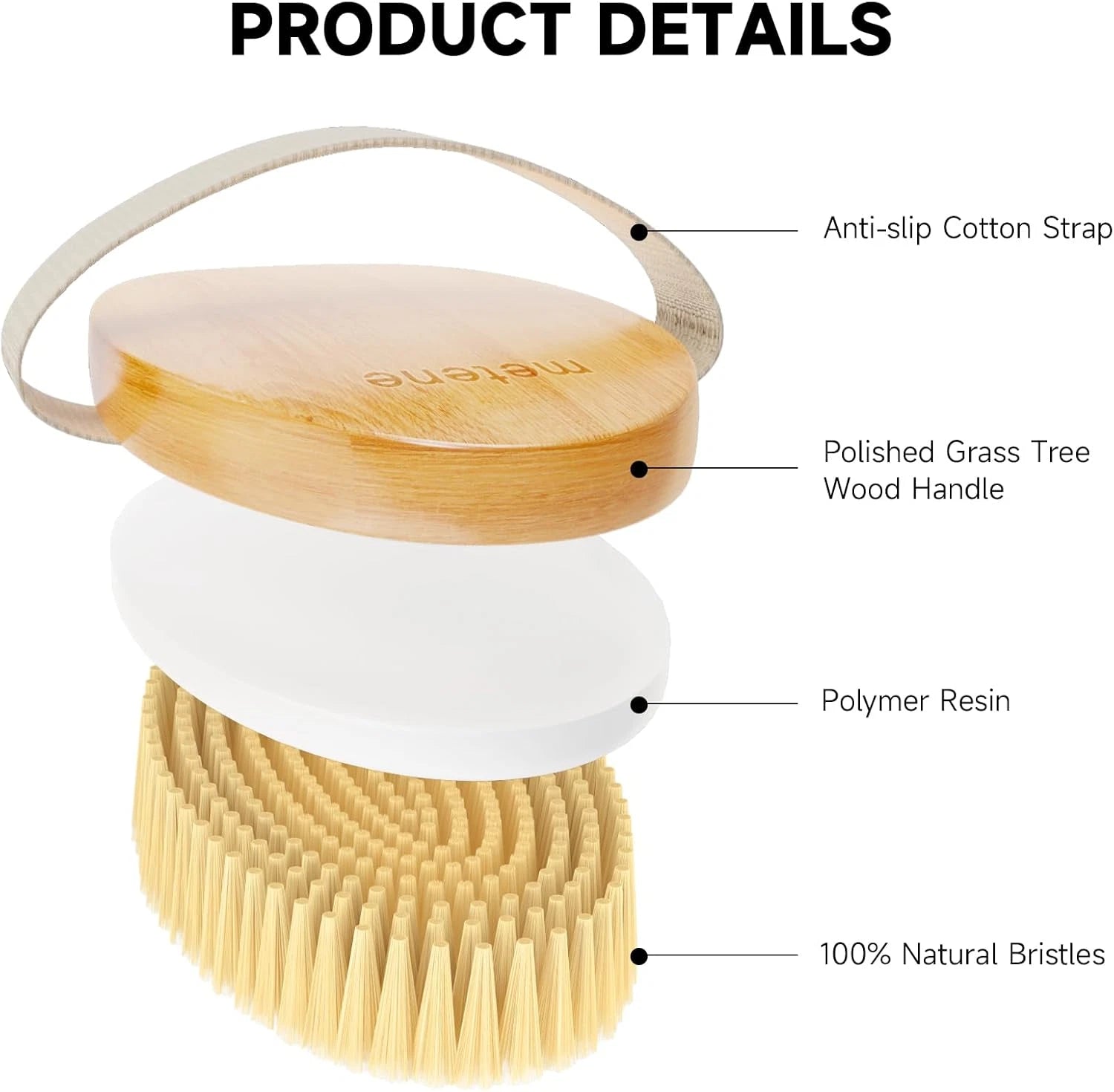 Dry Brushing Body Brush, Exfoliating Scrubber, Natural Bristles for Skin Care