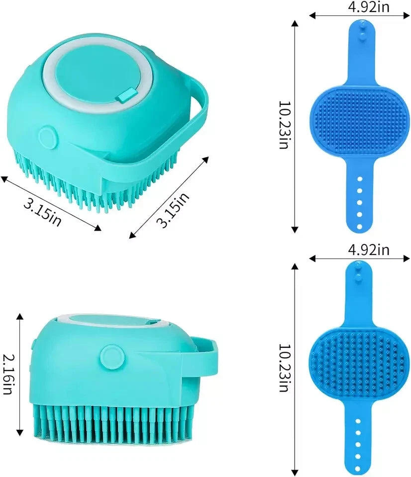 3PCS Dog Bath Brush | Dog Shampoo Brush | Dog Scrubber for Bath (Blue Blue Blue)