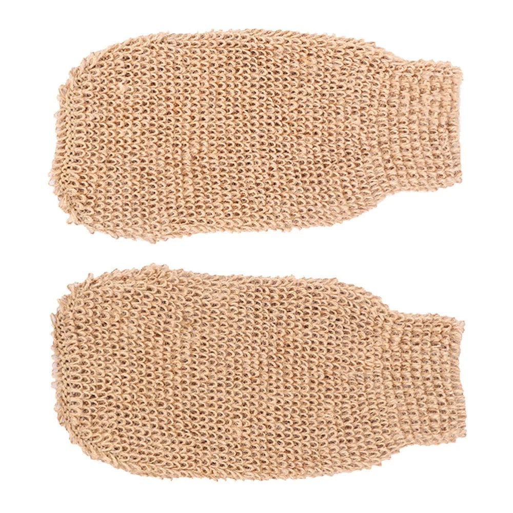 2Pcs Bath Exfoliating Gloves Ramie Jute Body Scrubber for Soft Skin