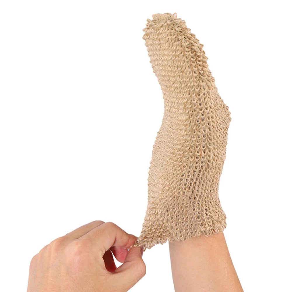 2Pcs Bath Exfoliating Gloves Ramie Jute Body Scrubber for Soft Skin