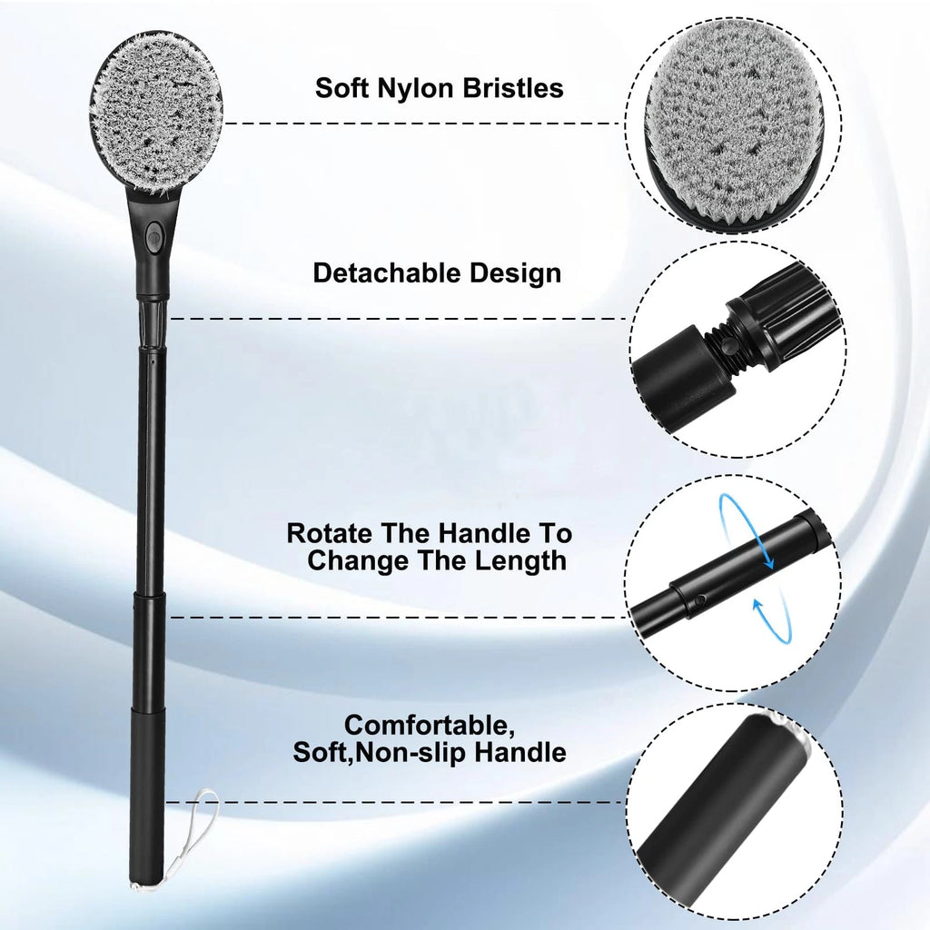 Gobiteli Back Scrubber for Shower,65cm Telescopic Long Handle Body Brush