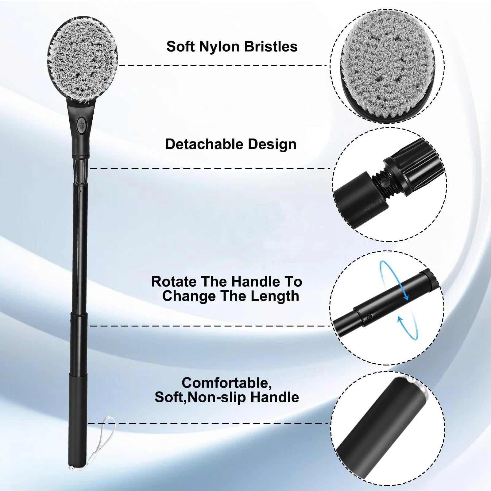 Gobiteli Back Scrubber for Shower,65cm Telescopic Long Handle Body Brush