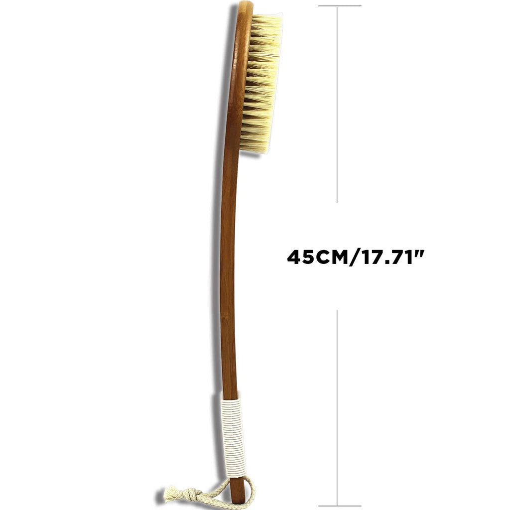 ICANdOIT-17.71Inch Natural Stiff Sisal Bristles Anti-Slip Long Handle Bath Br...