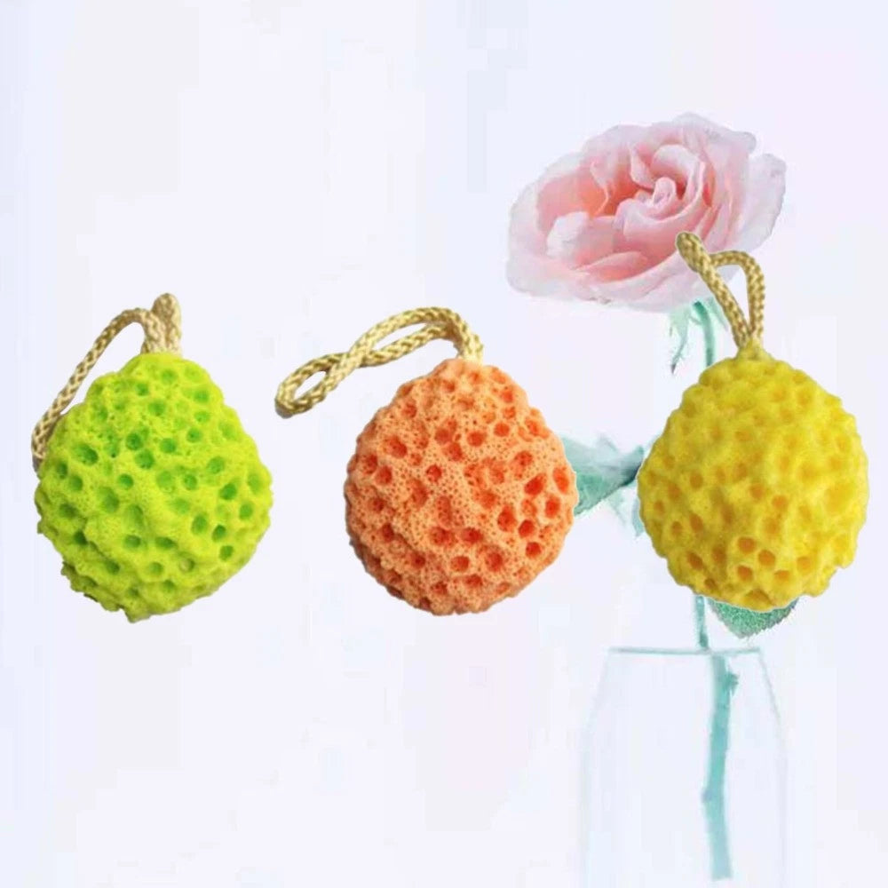 3 Pcs Honeycomb Bath Shower Sponge Seaweed Cotton Exfoliating Brush with Rope