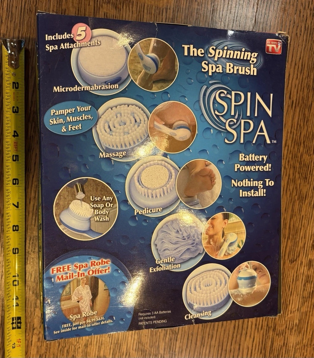 Spin Spa Spinning Spa Body Brush w/5 Attachments -As Seen on TV -NEW  in Box