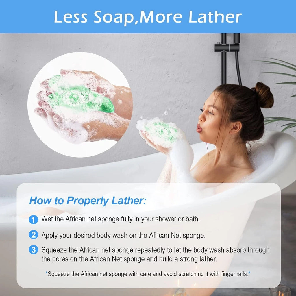 2 Pieces African Net Sponge Authentic Real African Exfoliating Net Bath Sponge W