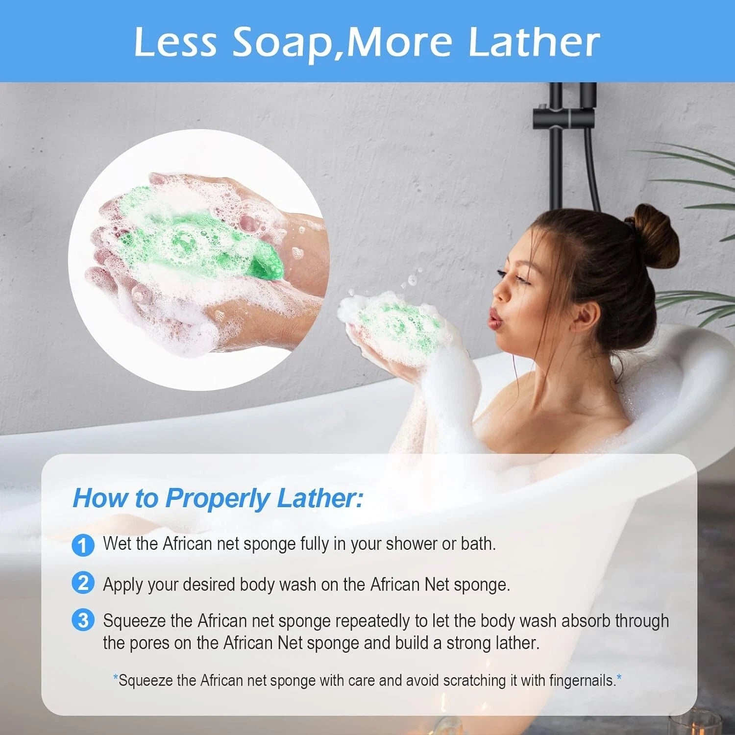 2 Pieces African Net Sponge Authentic Real African Exfoliating Net Bath Sponge W