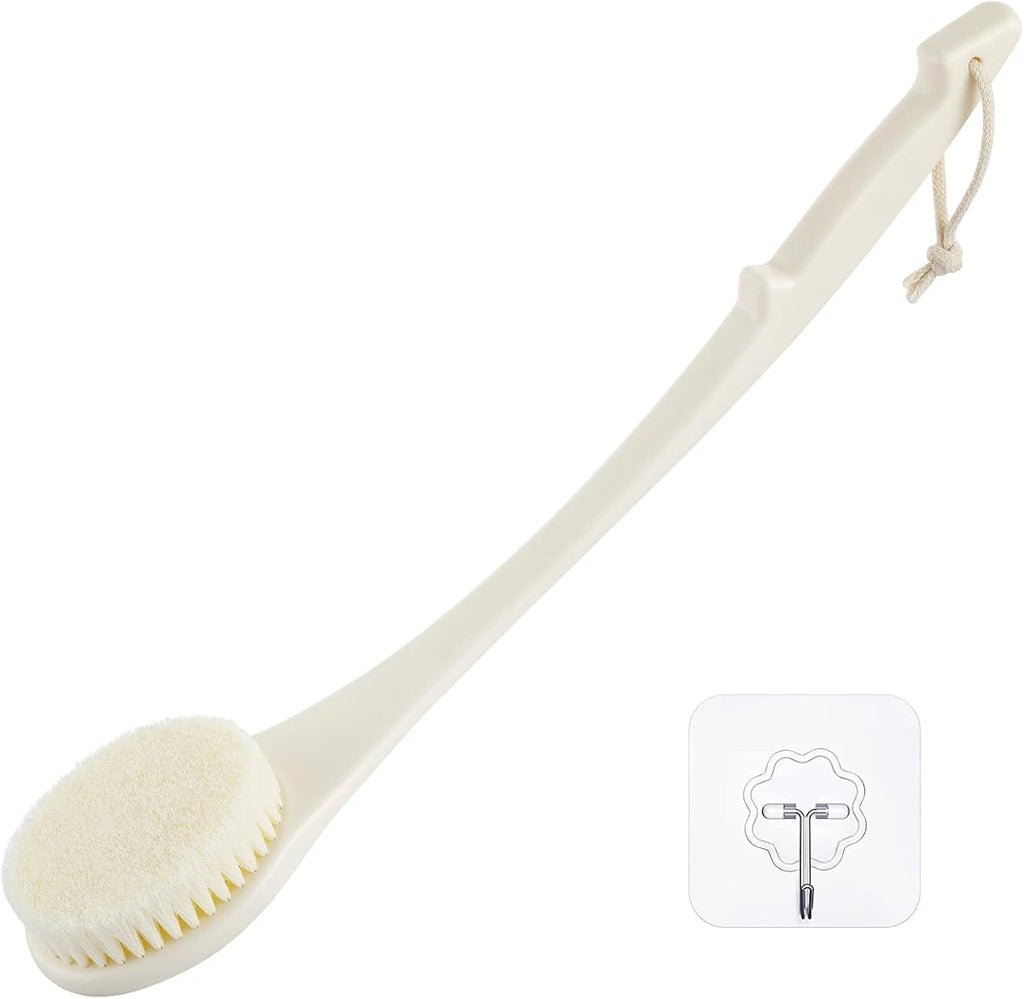 Body Back Scrubber – 17'' Long Handle Shower Brush, Anti-Mold Exfoliator for Dry