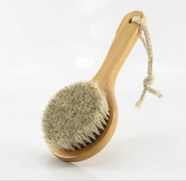 Body Back Skin Brush Natural Bristle Wooden Handle Shower Bath Scrubber