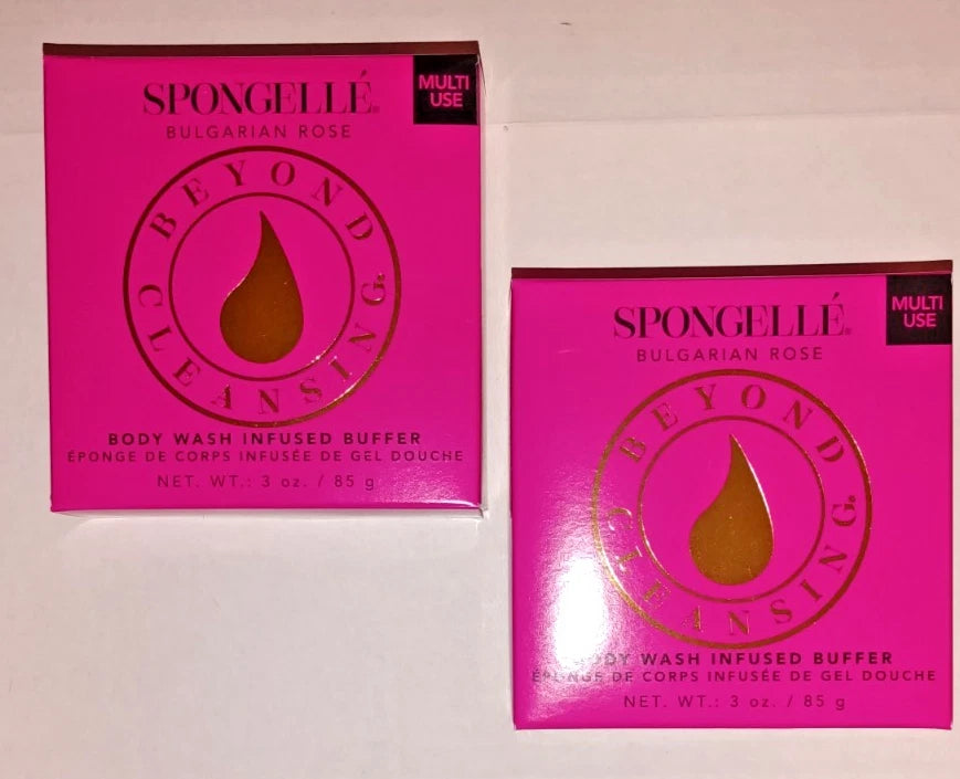 Spongelle Body Wash Infused Buffer - Bulgarian Rose Scent - NIB Lot of 2 3oz