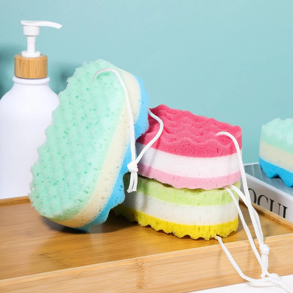 4 Pcs Bath Sponge Baby Loofahs for Shower Men Exfoliating Scrubber