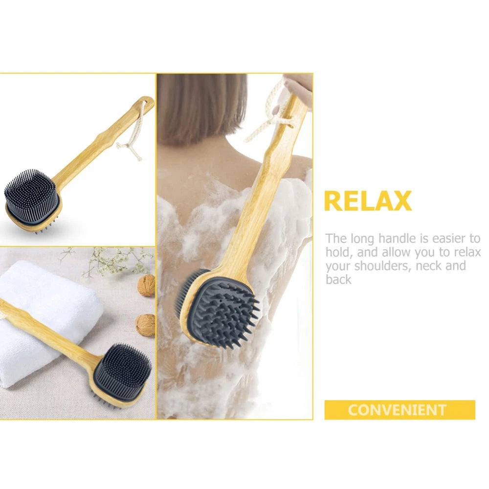 Bath Brush Silicone Back Scrubber for Shower Miss with Handles Long