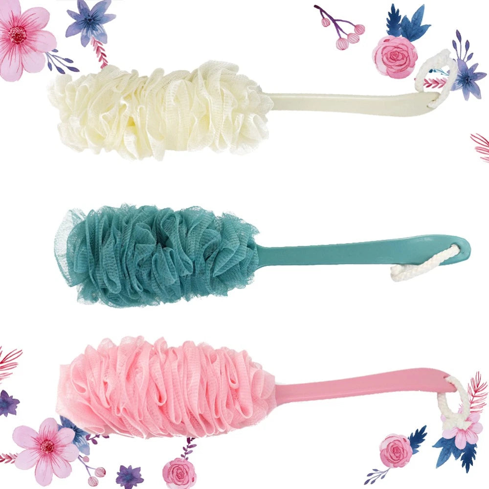 3pcs Long Handle Bath Brush Bathroom Shower Ball Shower Bath Back Brush Back