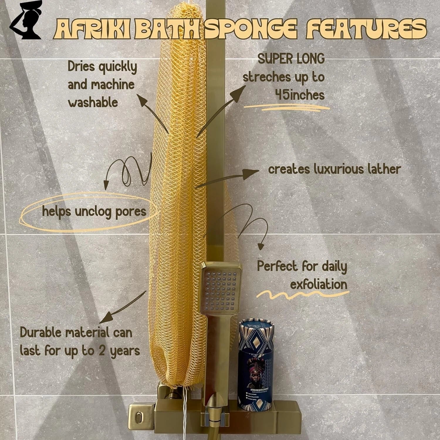 African Net Sponge, Authentic African Exfoliating Sponge, Black Owned, Back S...