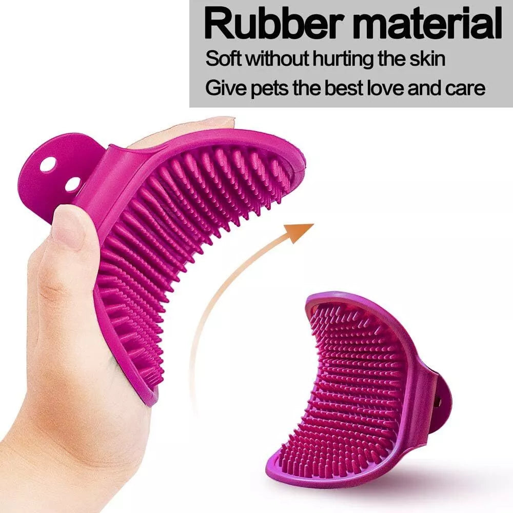 Dog Bath Brush, Aoche Pet Comb Brush Soothing Massage Rubber blue+rose