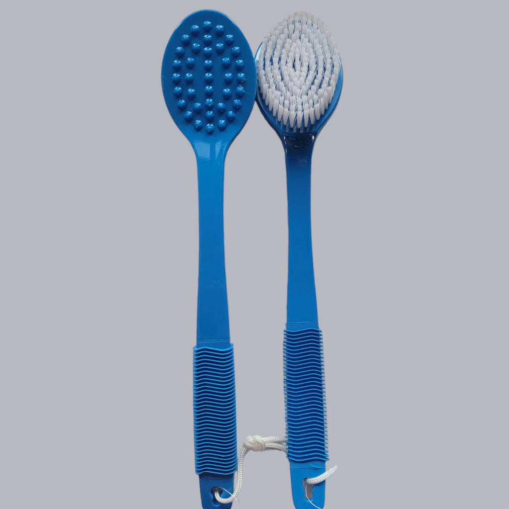 Long Handle Back Body Shower Brush Exfoliates Soft Bristles (2-PACK) BLUE