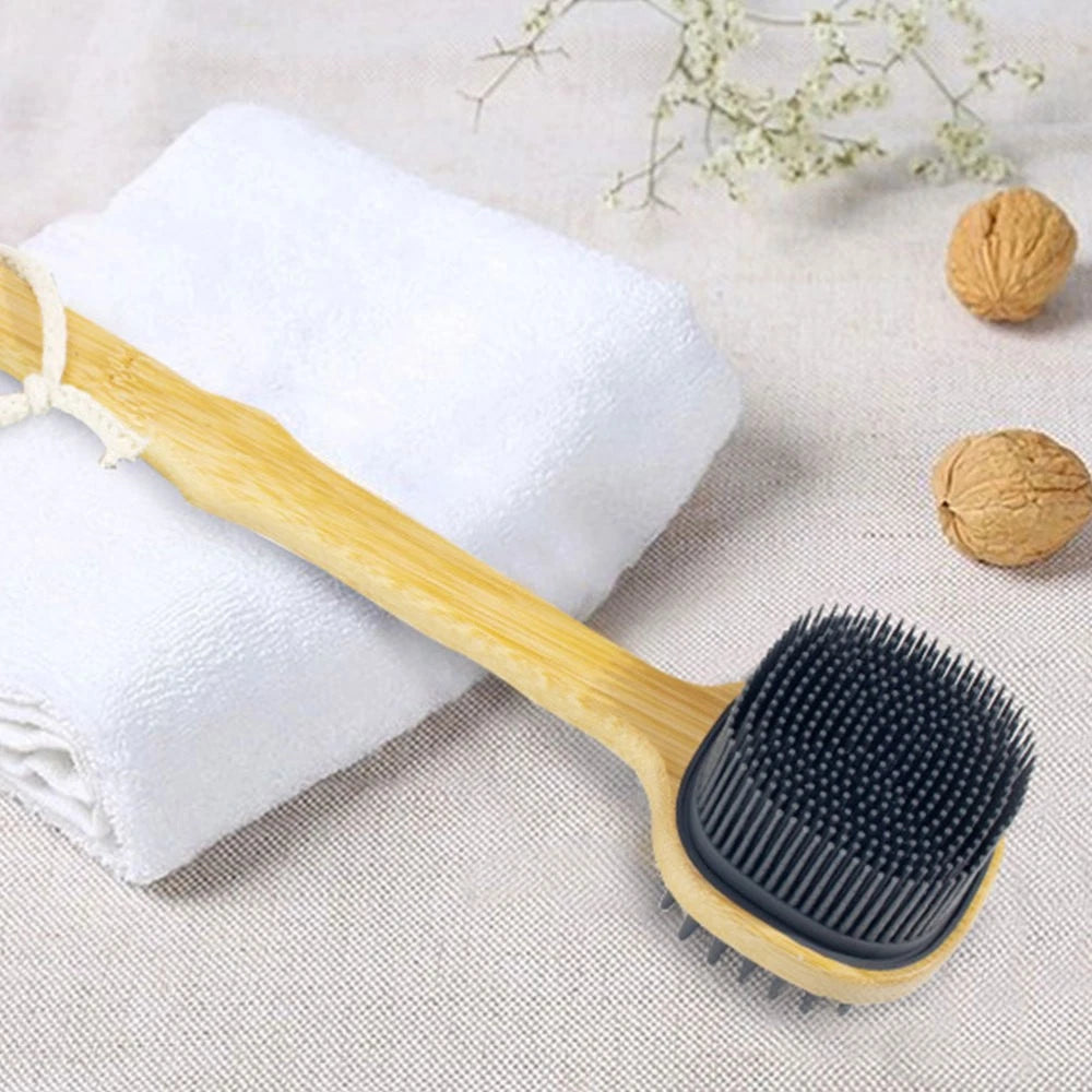 Bath Brush Silicone Back Scrubber for Shower Miss with Handles Long