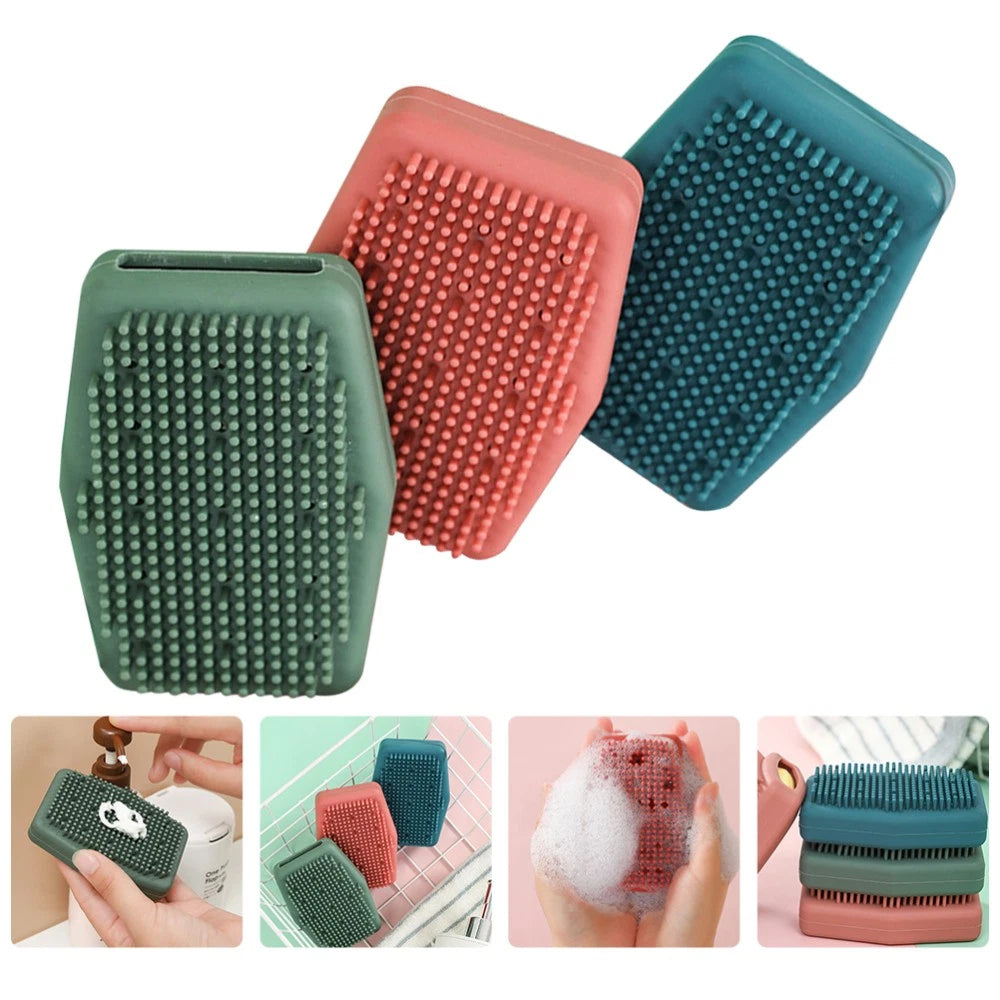 3 Pcs Silicone Bath Brush Man Skin Exfoliator Scrubber Brushes Body