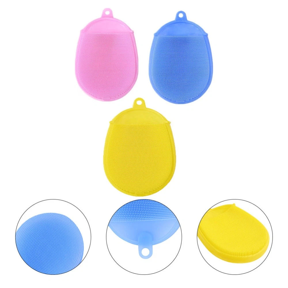 3pcs Silicone Bathing Brushes Skin Massager Cleaning Tools Rubbing Brushes