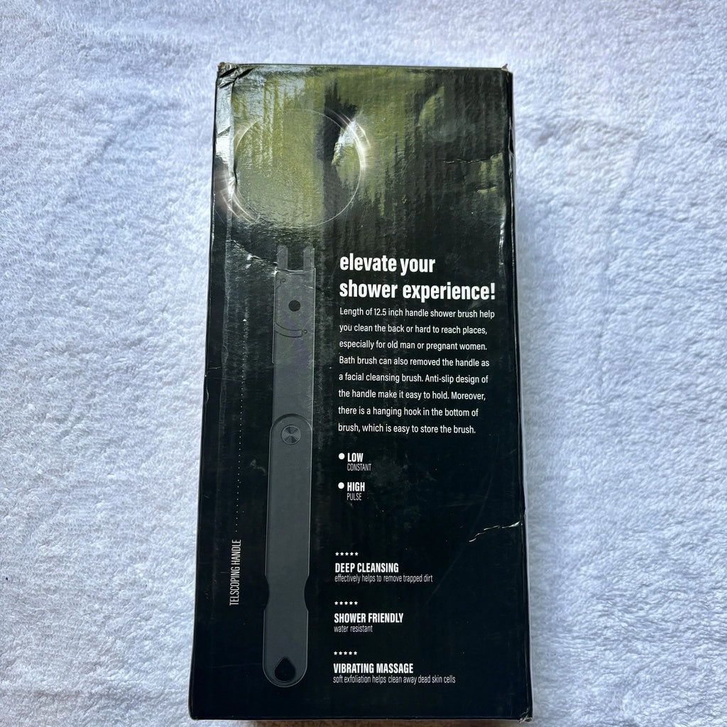 Sonic Scrubber Silicone Face & Body Brush Rechargeable Telescoping Handle New