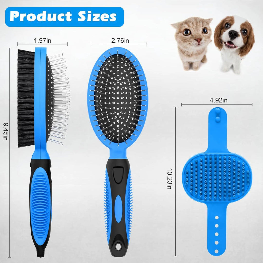 2PCS Dog Grooming Tools - Double-Sided Bath Brush for Shedding and Bathing NEW