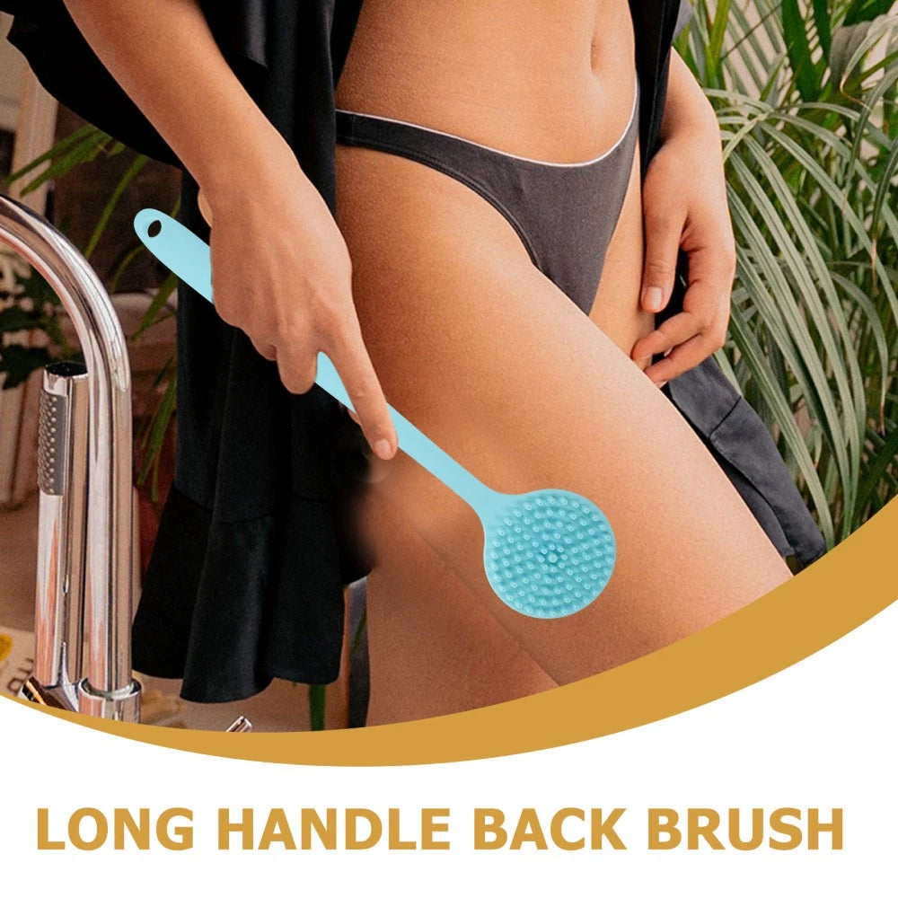 Long Handle Bath Brush Silicone Shower Scrubber Exfoliator for Body Clesning
