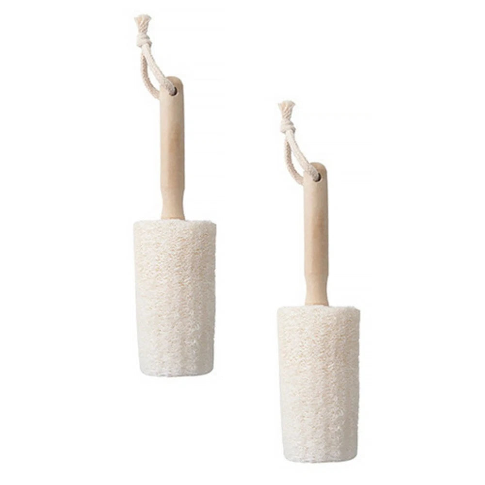 2Pcs Natural Loofah Bath Brush for Body Exfoliation and Back Scrubbing