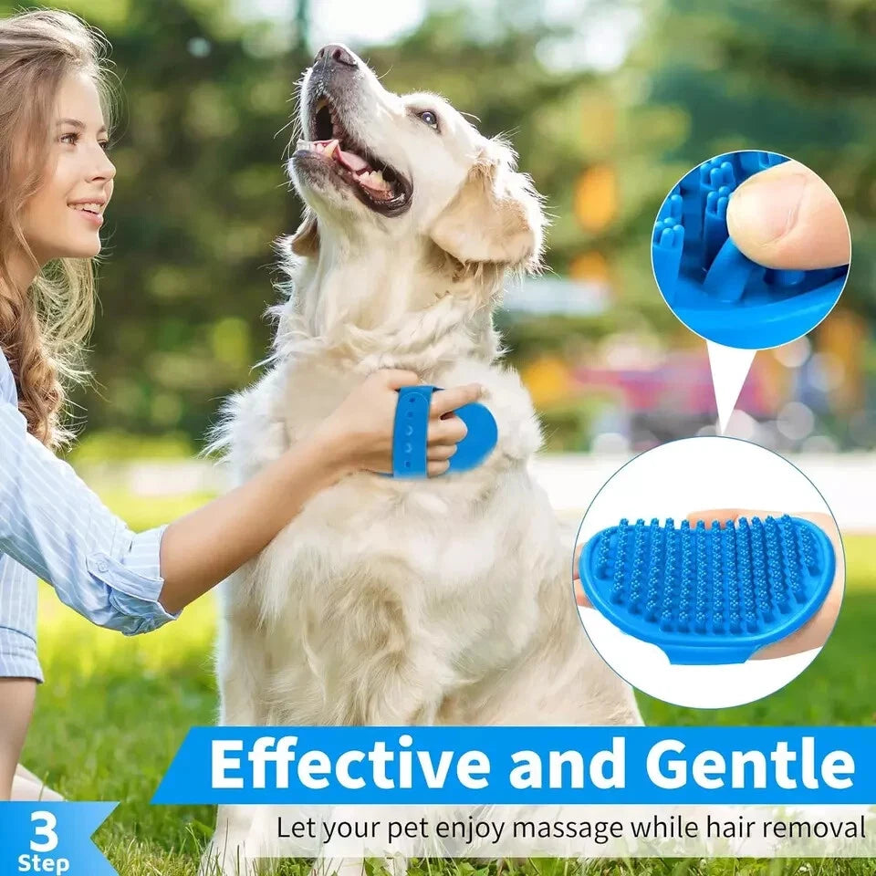 3PCS Dog Bath Brush | Dog Shampoo Brush | Dog Scrubber for Bath (Blue Blue Blue)