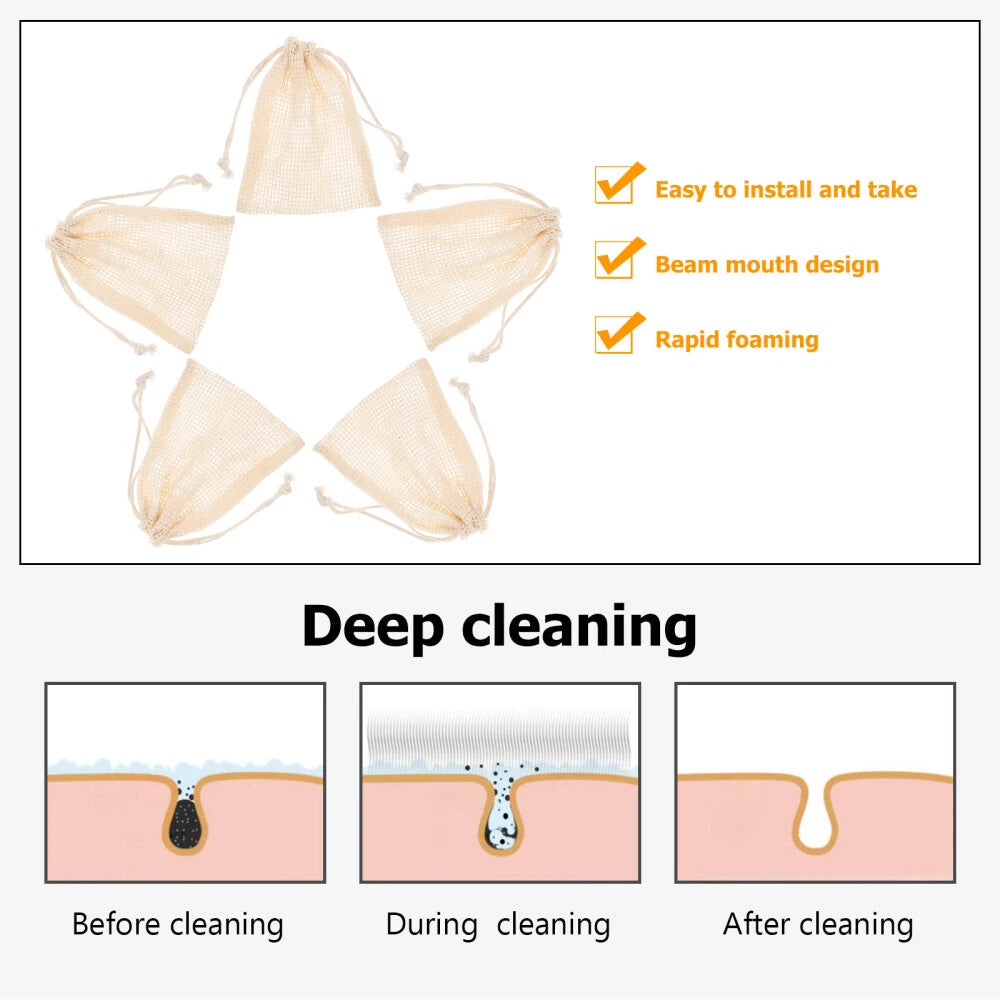 5PCS Exfoliating Mesh Soap Pouch Bathing Accessories Mesh Soap Saver Body Scrubs