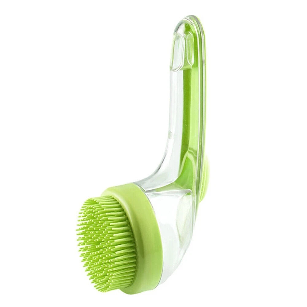 Dog Shampoo Brush with Soap Dispenser Pet Bath Brush Long Handle for Shower