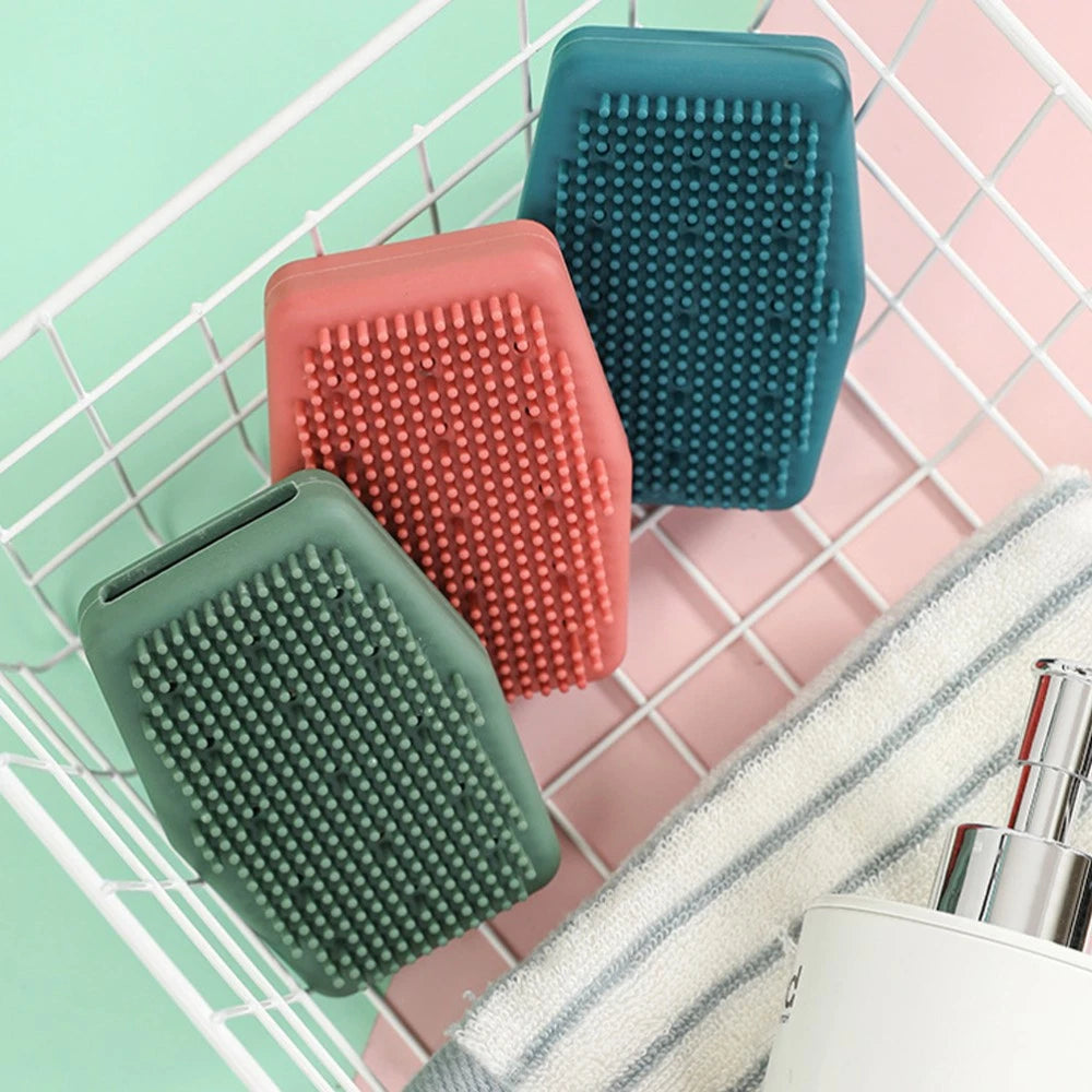 3 Pcs Silicone Bath Brush Man Skin Exfoliator Scrubber Brushes Body