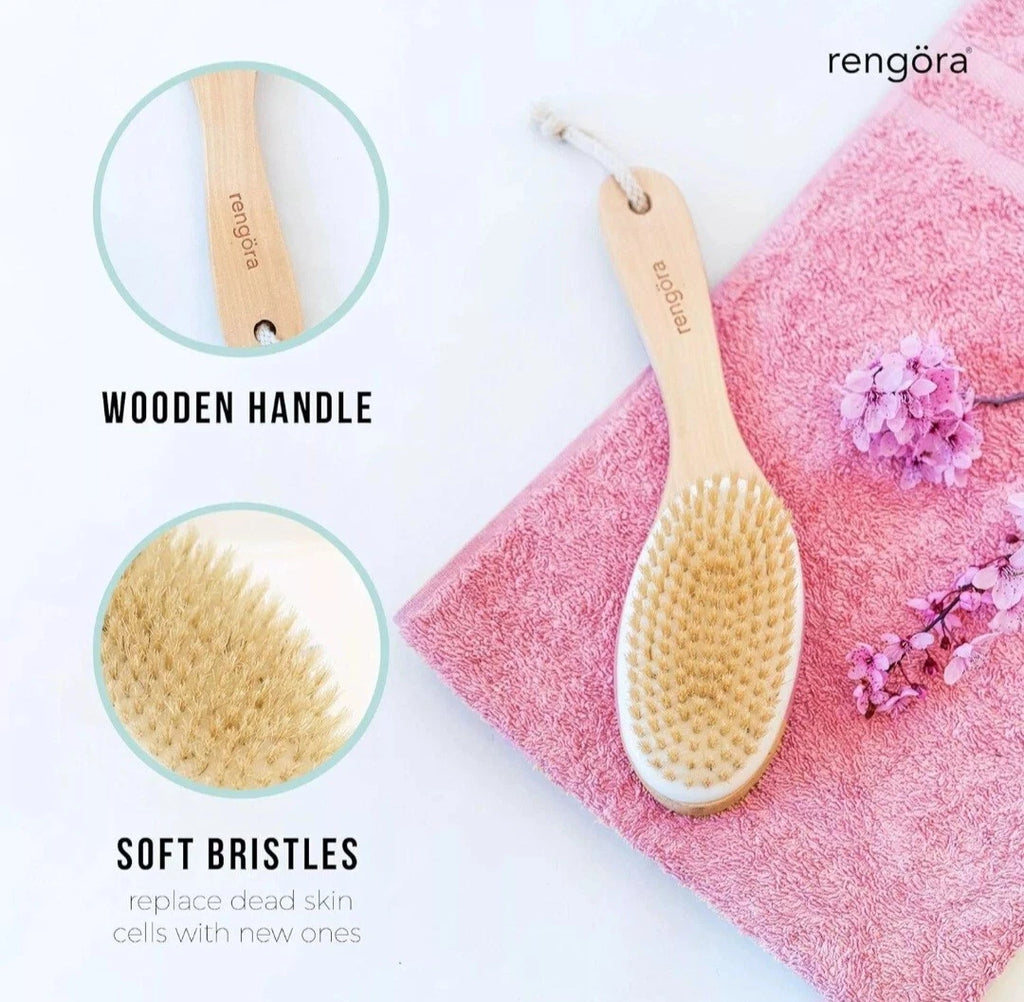 Dry Body Brush Brushing Exfoliating, Lymphatic Drainage Scrubbing