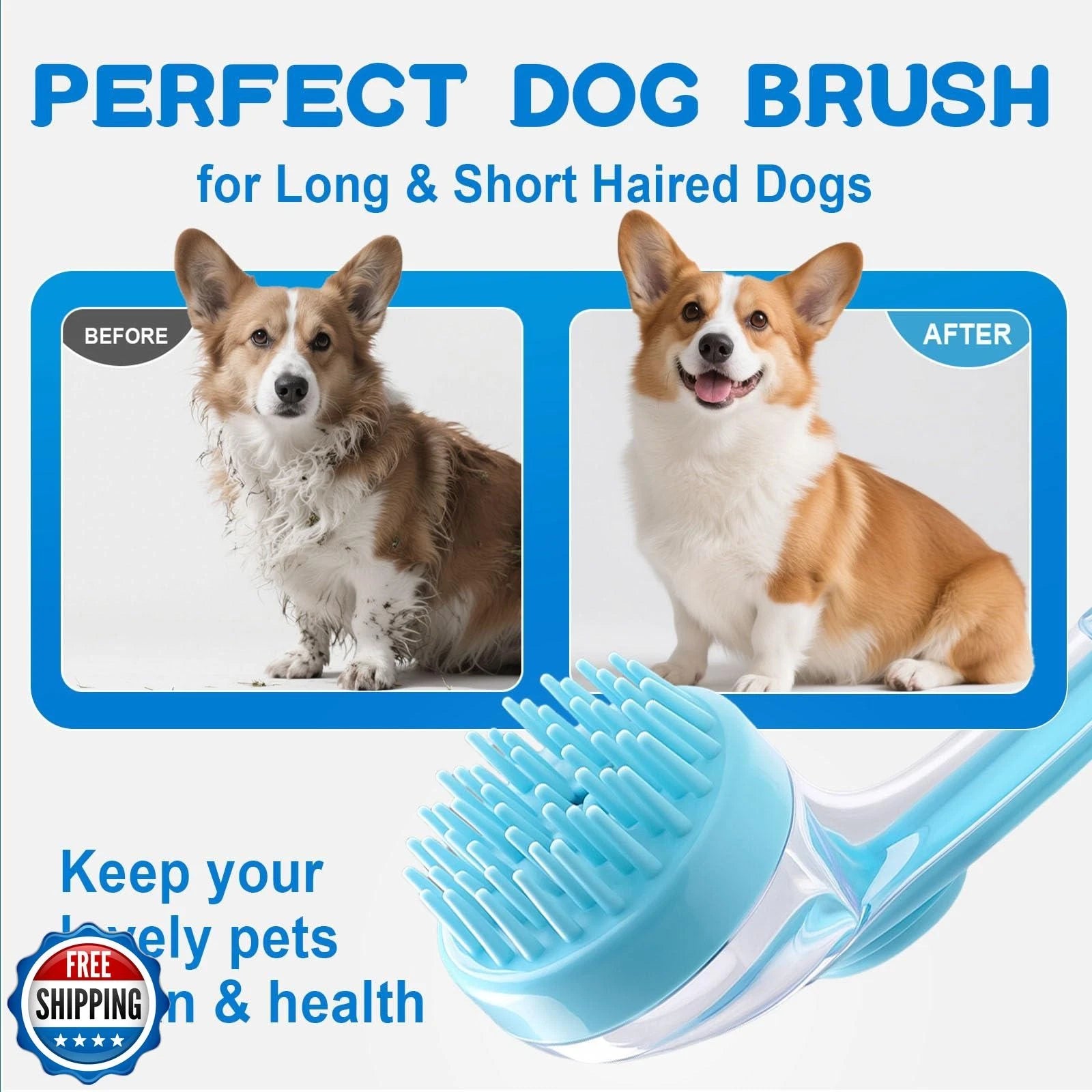 LOOHOI Dog Bath Brush, Silicone Pet Bath Brush with Soap Dispenser,Deep Clean