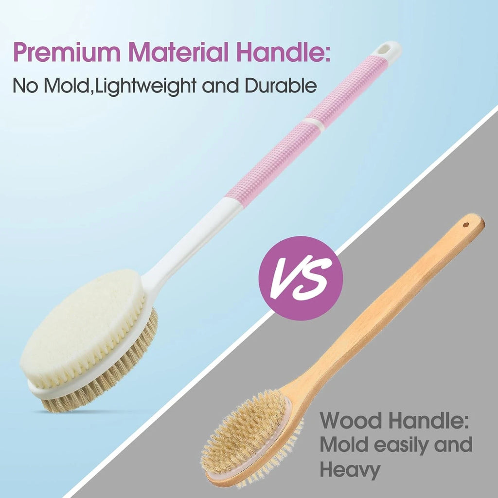 Body Scrubber Anti Slip for Shower,Shower Brush Long Handle with Stiff and Soft