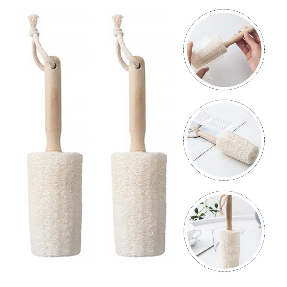 2Pcs Natural Loofah Bath Brush for Body Exfoliation and Back Scrubbing
