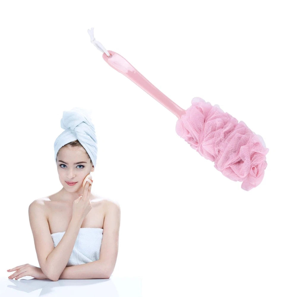 Long Handle Bath Flower Scrubber Colorful Body Brush Exfoliating Shower Brush