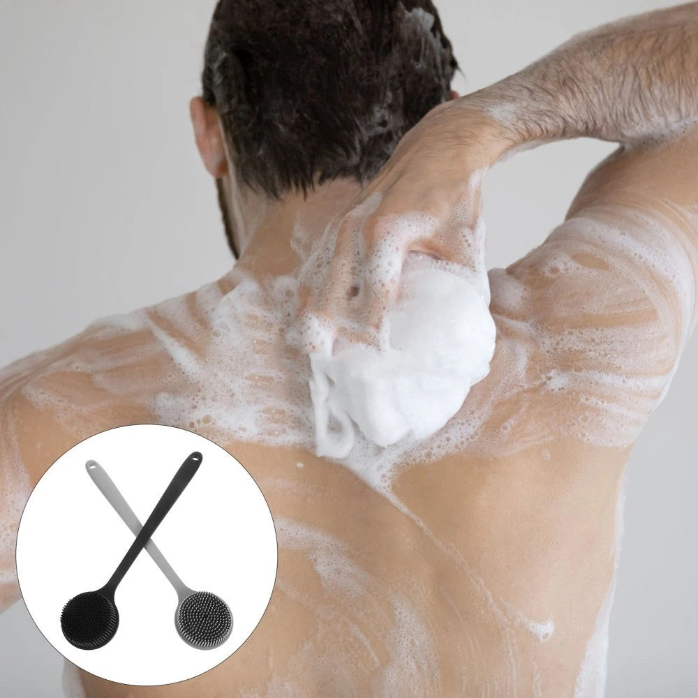 2 Pcs Bath Brush Silicone Body Shower Back Scrubber for Bathroom